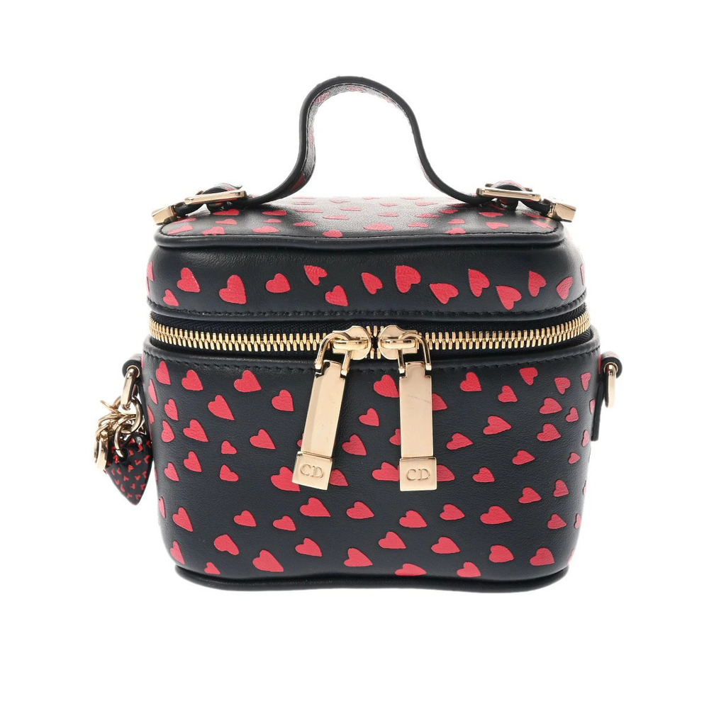 CHRISTIAN DIOR Lady Vanity Heart Black Red Leather Bag